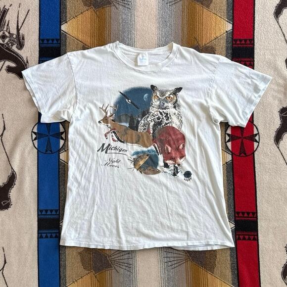 Tultex Other - Vintage 90s Michigan Animals Outdoor Nature T-Shirt Size XL Single Stitch